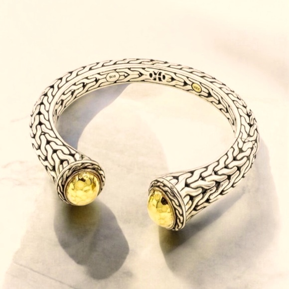 JOHN HARDY STERLING PALU SILVER W/ 24K GOLD DOME CUFF BRACELET - Picture 2 of 6